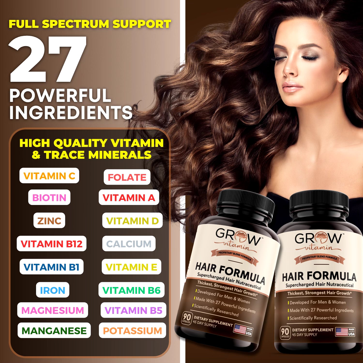 Hair Hero Powerful Hair Growth Formula Healthy Hair Skin, Nails 5000 Mcg Biotin