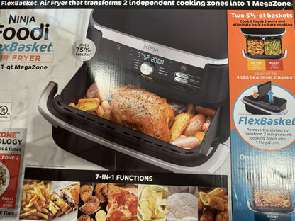 NEW Ninja Foodi 7-In-1 Dualzone Flexbasket Air Fryer with 11-Qt Megazone