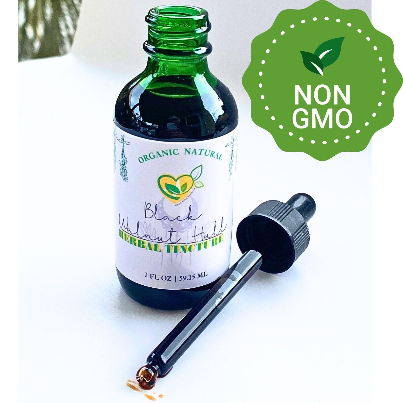 Black Walnut Hull Tincture Organic Liquid Herbal Drops 2 OZ Anti-Parasitic Pure