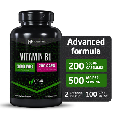 Vitamin B1 500Mg 200 Vegan Capsule Thiamine Supplement Overall Health