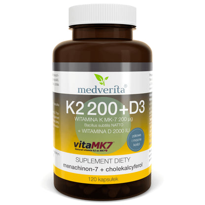 MEDVERITA Vitamin K2 MK-7 100Mcg + D3 2000IU 120 Capsules