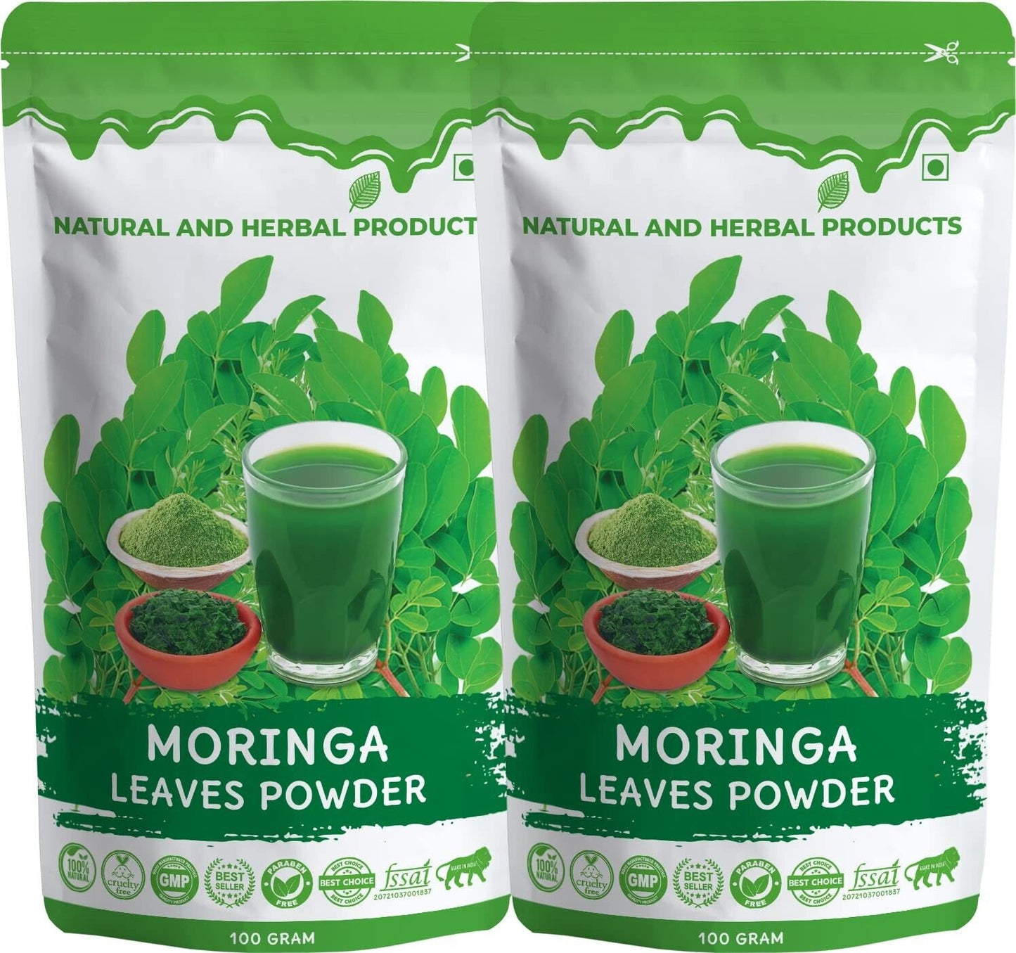 Organic & Natural Moringa Leaves Powder Moringa Oleifera 100 Gram Pack of 2