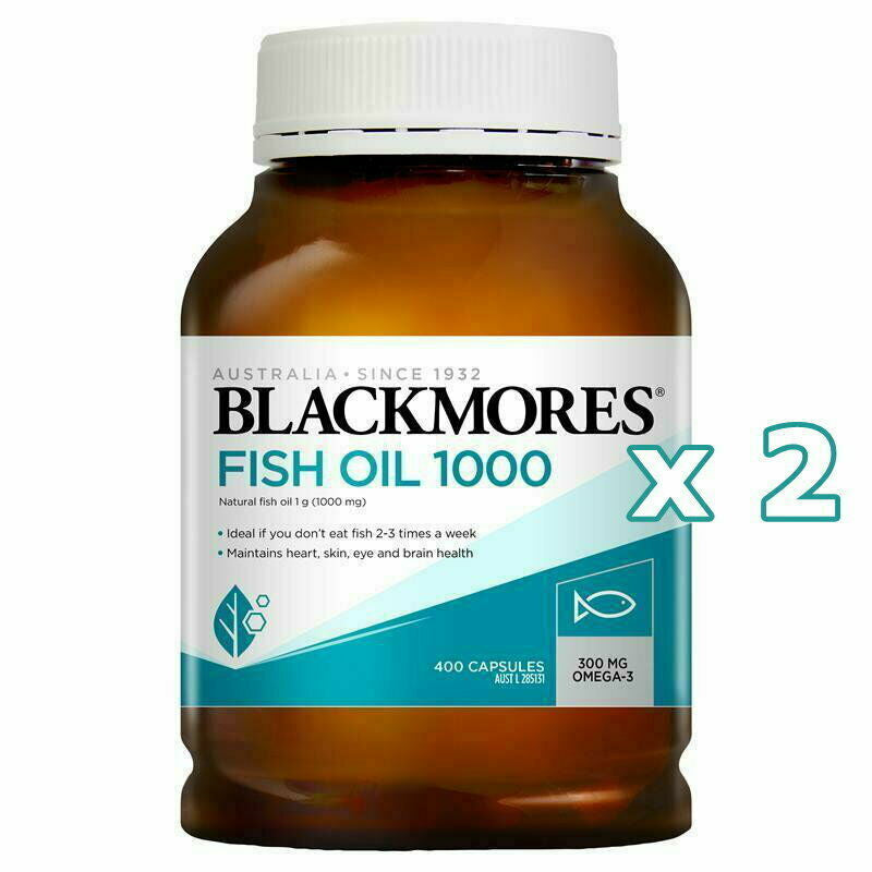 2 X Blackmores Fish Oil 1000Mg 400 Capsules Omega 3 Total 800 Caps