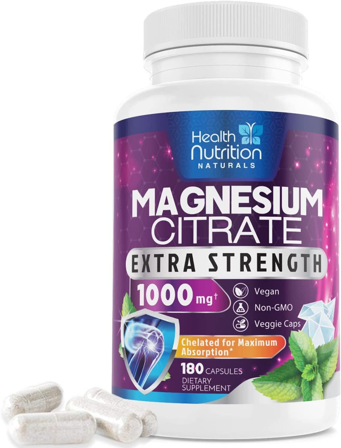 Magnesium Citrate Capsules 1000Mg per Serving - Highest Potency Capsules