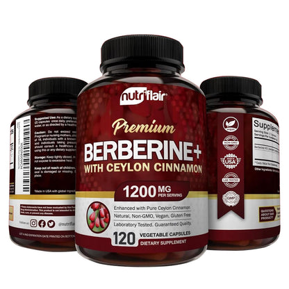 Nutriflair Premium Berberine HCL with Ceylon Cinnamon - Heart Health Cholesterol