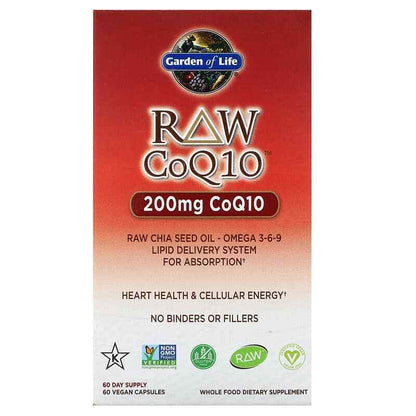 GARDEN of LIFE RAW Coq10 (Coenzyme Q10) 60 Capsules