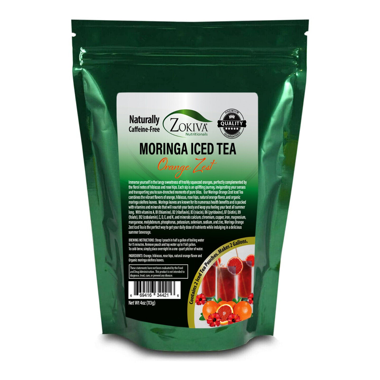 Iced Tea Moringa Orange Zest - the Perfect Nutritious Summery Treat 4Oz