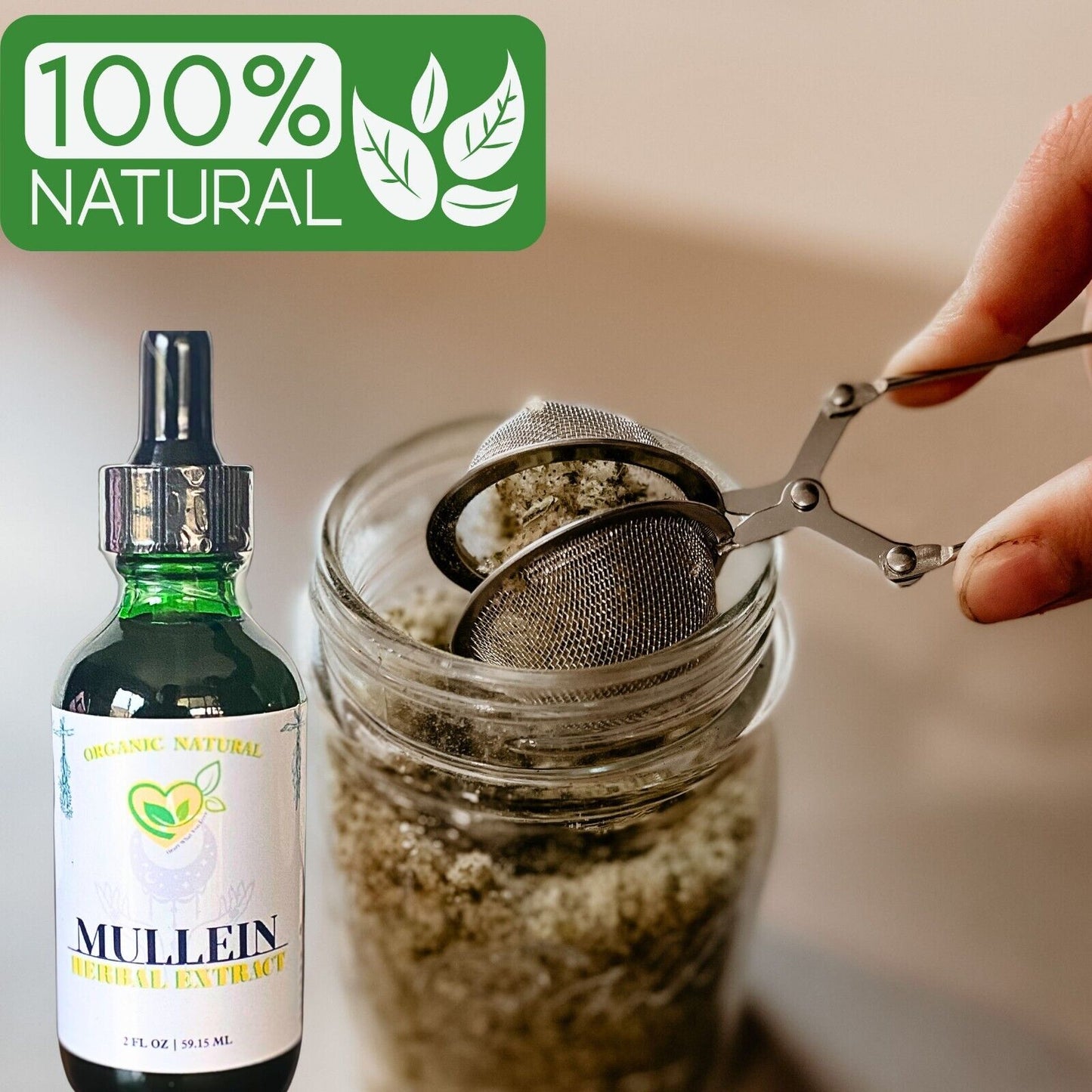 Mullein Leaf Non-Alcohol Extract Natural Liquid Drops 2 OZ Bottle Lungs Breath