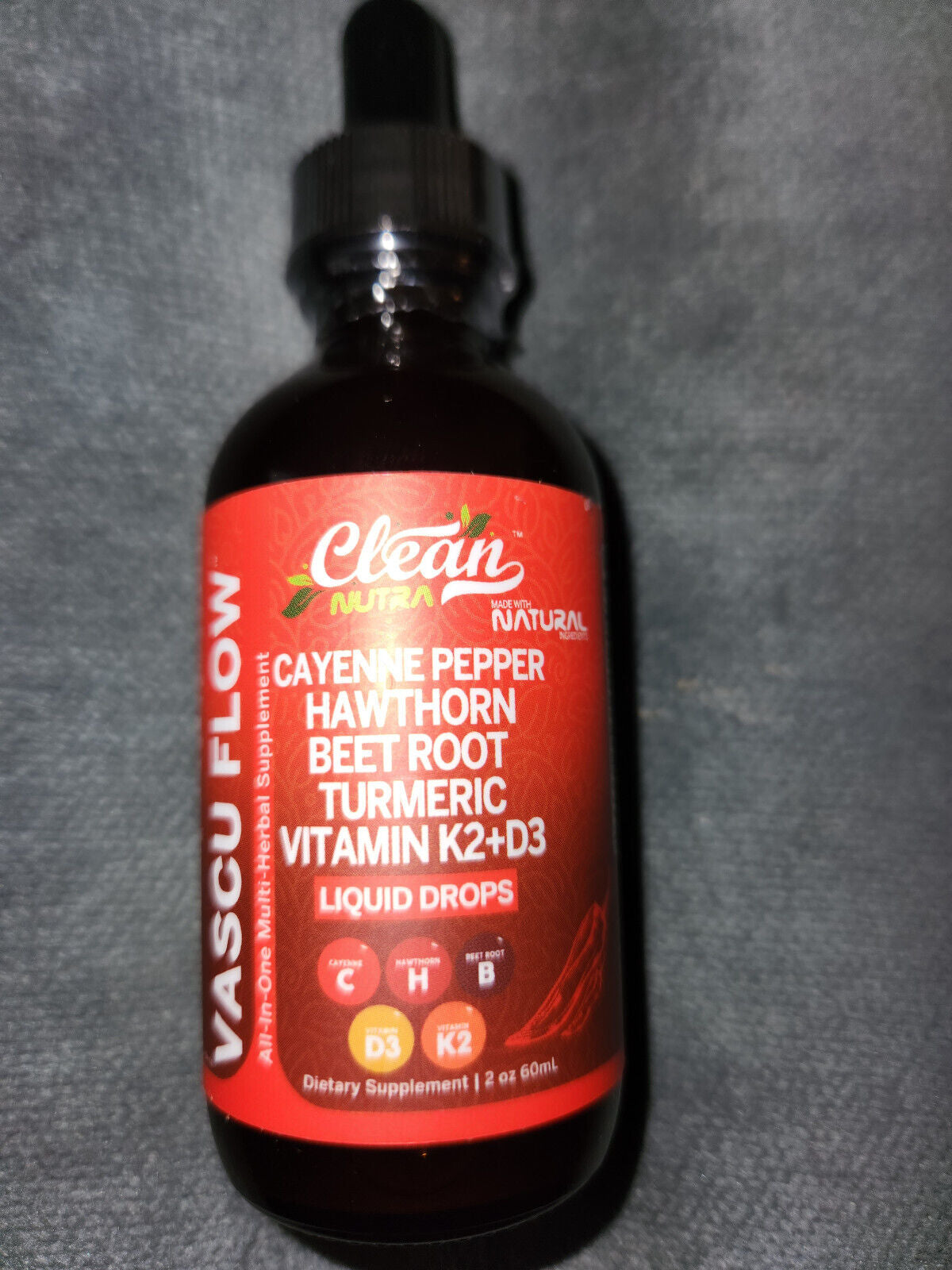 Cayenne Pepper Supplement Liquid Drops + Hawthorn Berry, Vitamin D3 K2