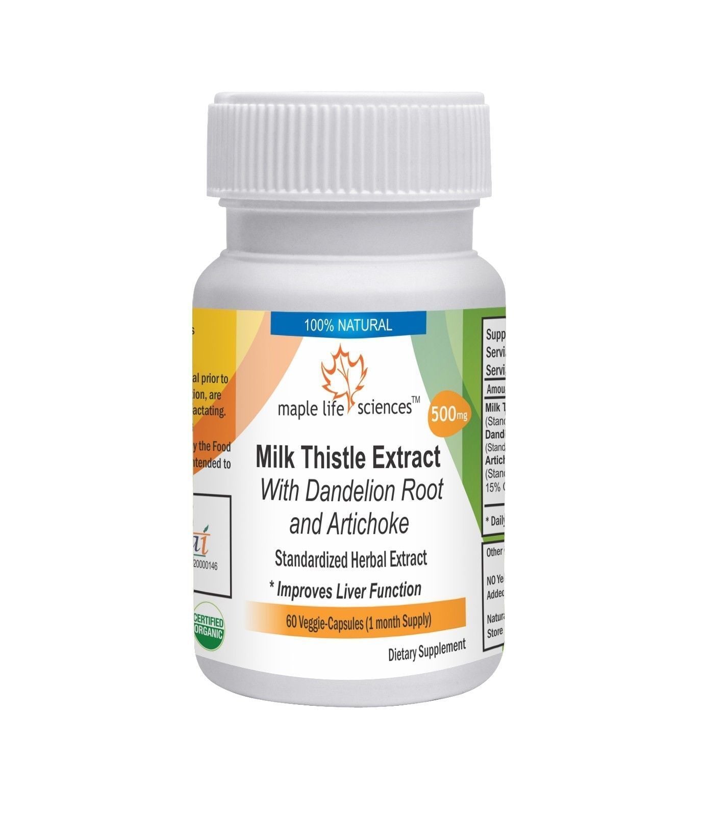 Milk Thistle (Silymarin) Dandelion Root Artichoke Capsules for Liver Detox