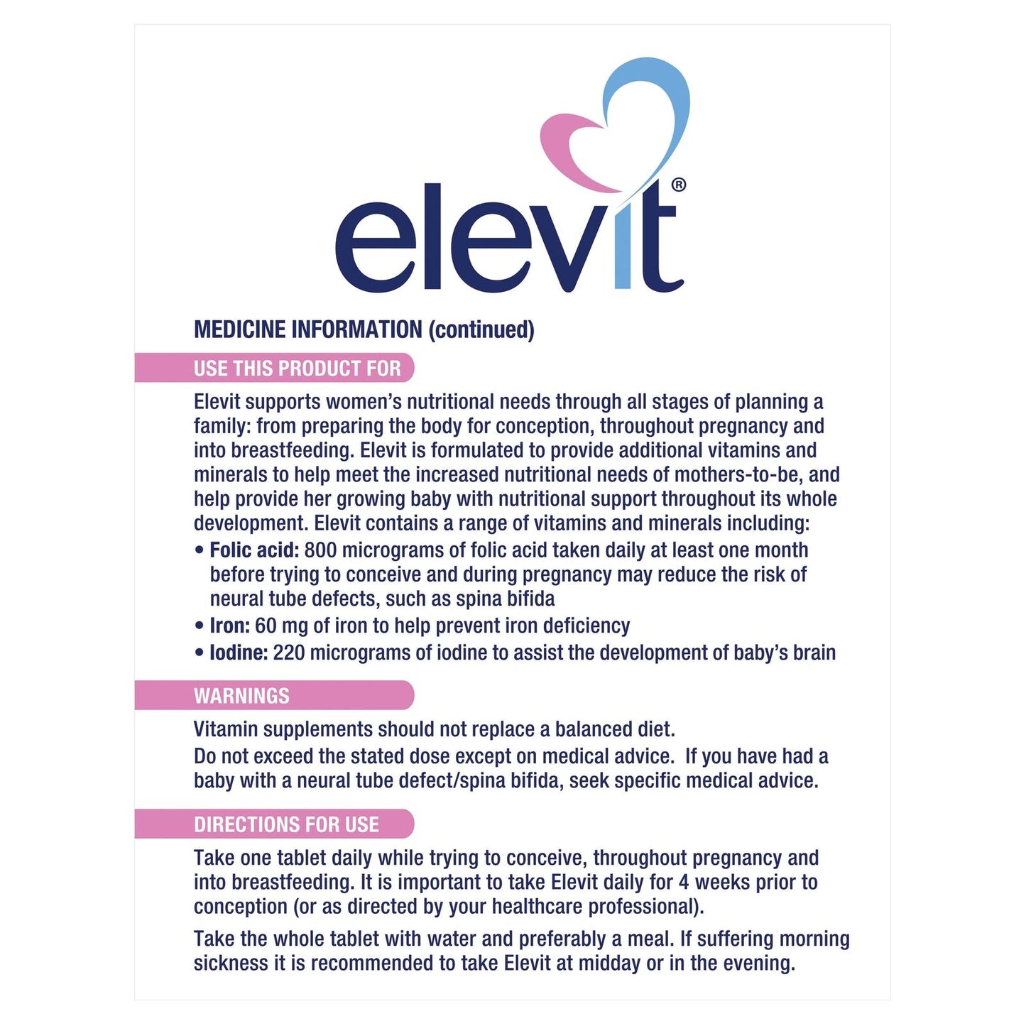 Elevit Pregnancy Multivitamin Tablets 100