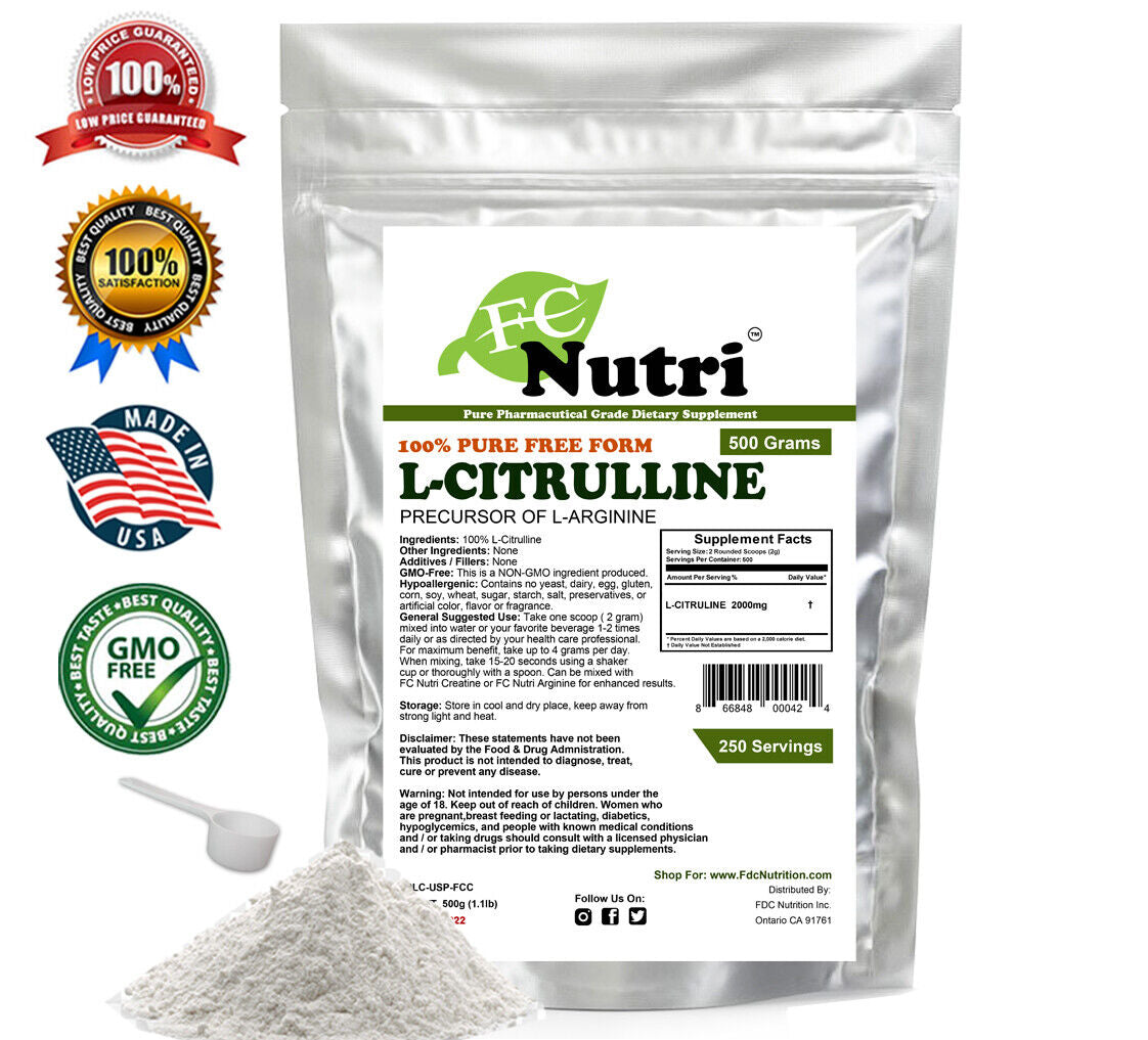 L-CITRULLINE Powder -Pure -Increase Performance -NON GMO -Cardio -All Sizes