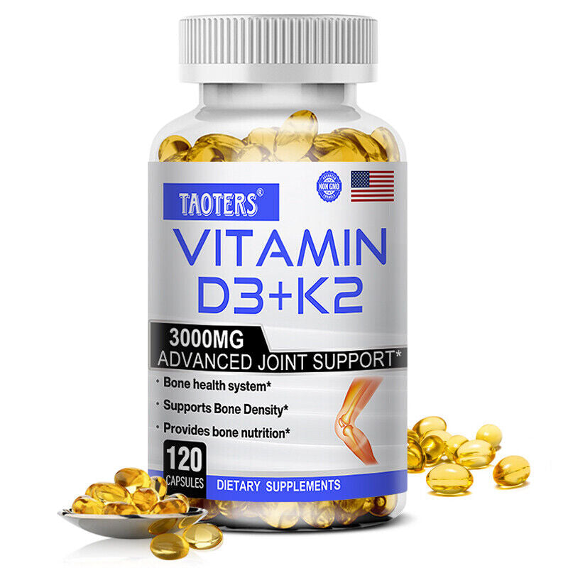 Vitamin K2 D3 Supplement | 30To120 Capsules | 1200 Mg K2 MK7 and 1800 Mg D3