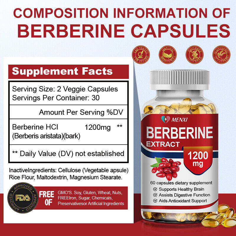 Premium Berberine HCL Extract 1200Mg, Healthy Cholesterol, Anti-Inflammat