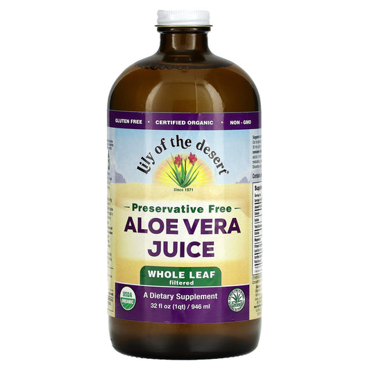 Aloe Vera Juice, Whole Leaf Filtered, Preservative Free, 32 Fl Oz (946 Ml)