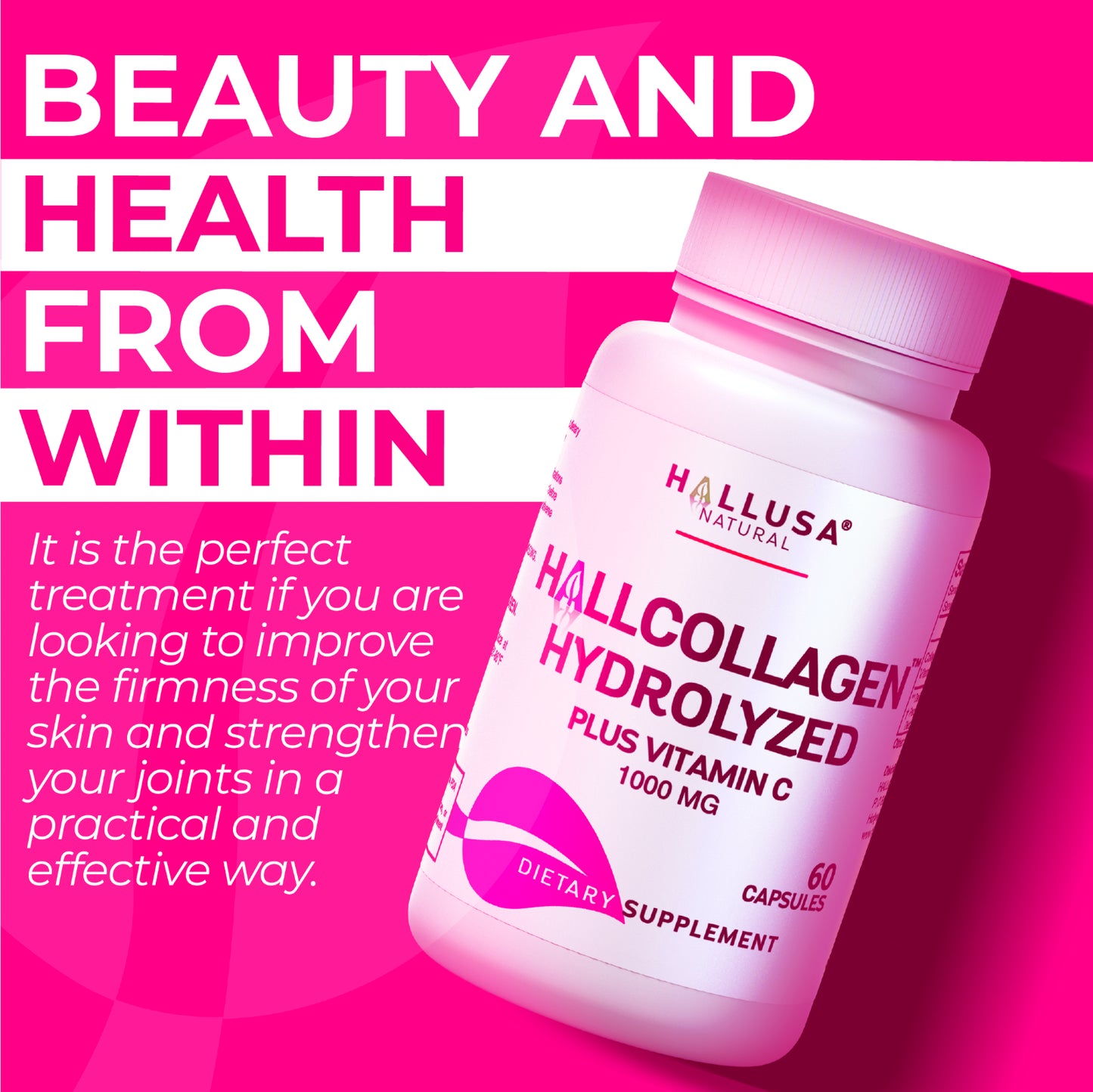 HYDROLYZED COLLAGEN Complex - Skin, Hair & Joint Care - Anti-Aging - 60 Caps