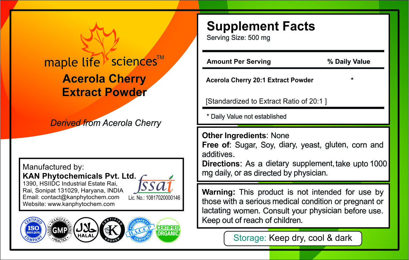 Acerola Cherry Extract 20:1 Pure & High Quality Extract Powder Antioxidant