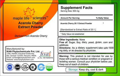 Acerola Cherry Extract 20:1 Pure & High Quality Extract Powder Antioxidant