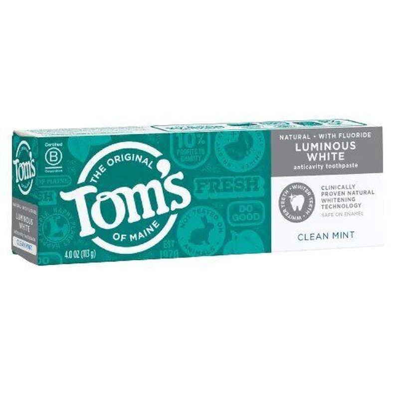 Tom'S of Maine Fluoride Toothpastes Luminous White Clean Mint 4 Oz Paste