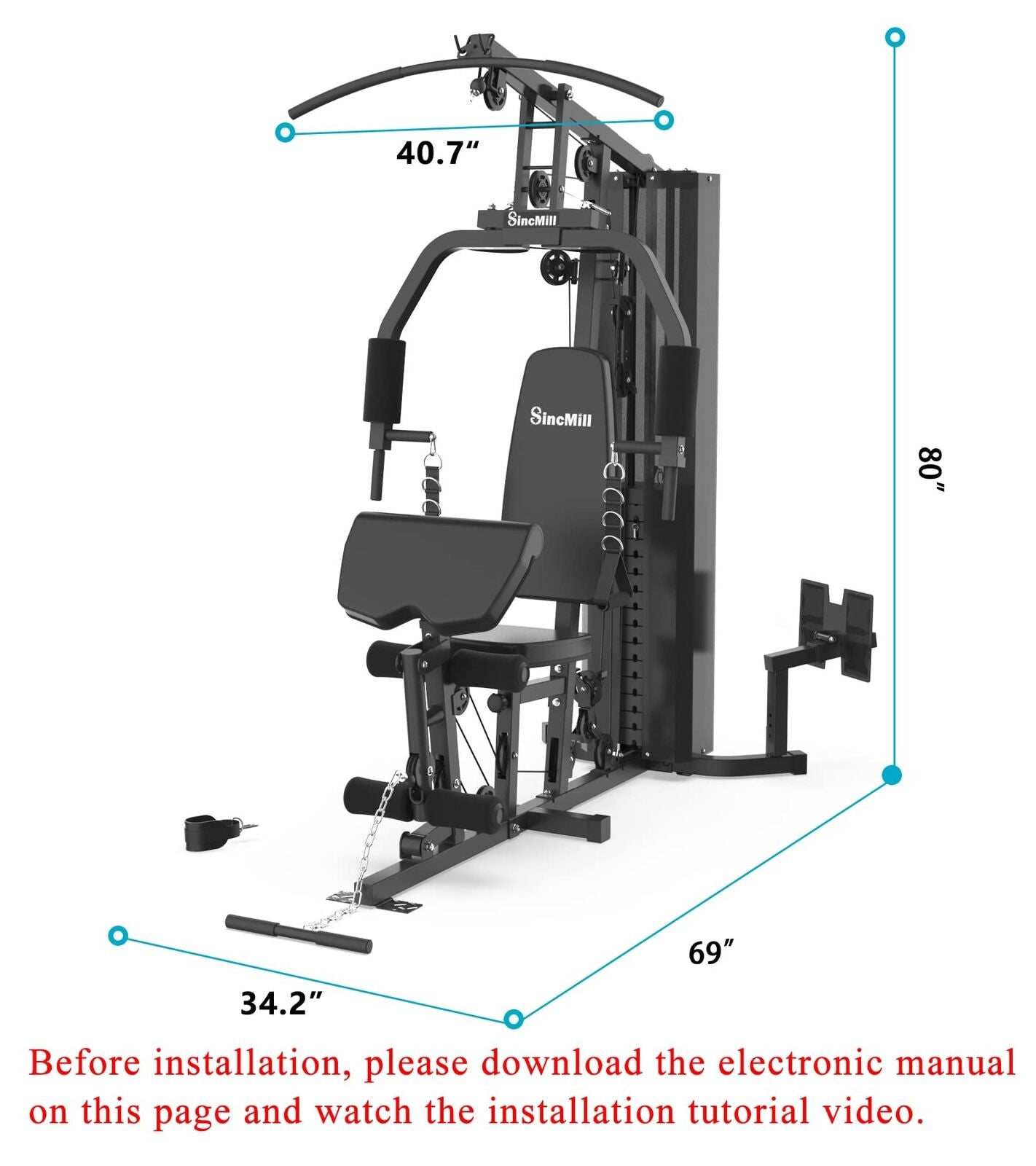 Full Body Home Gym System Exercise Equipment Weight Workout Station 148Lbs