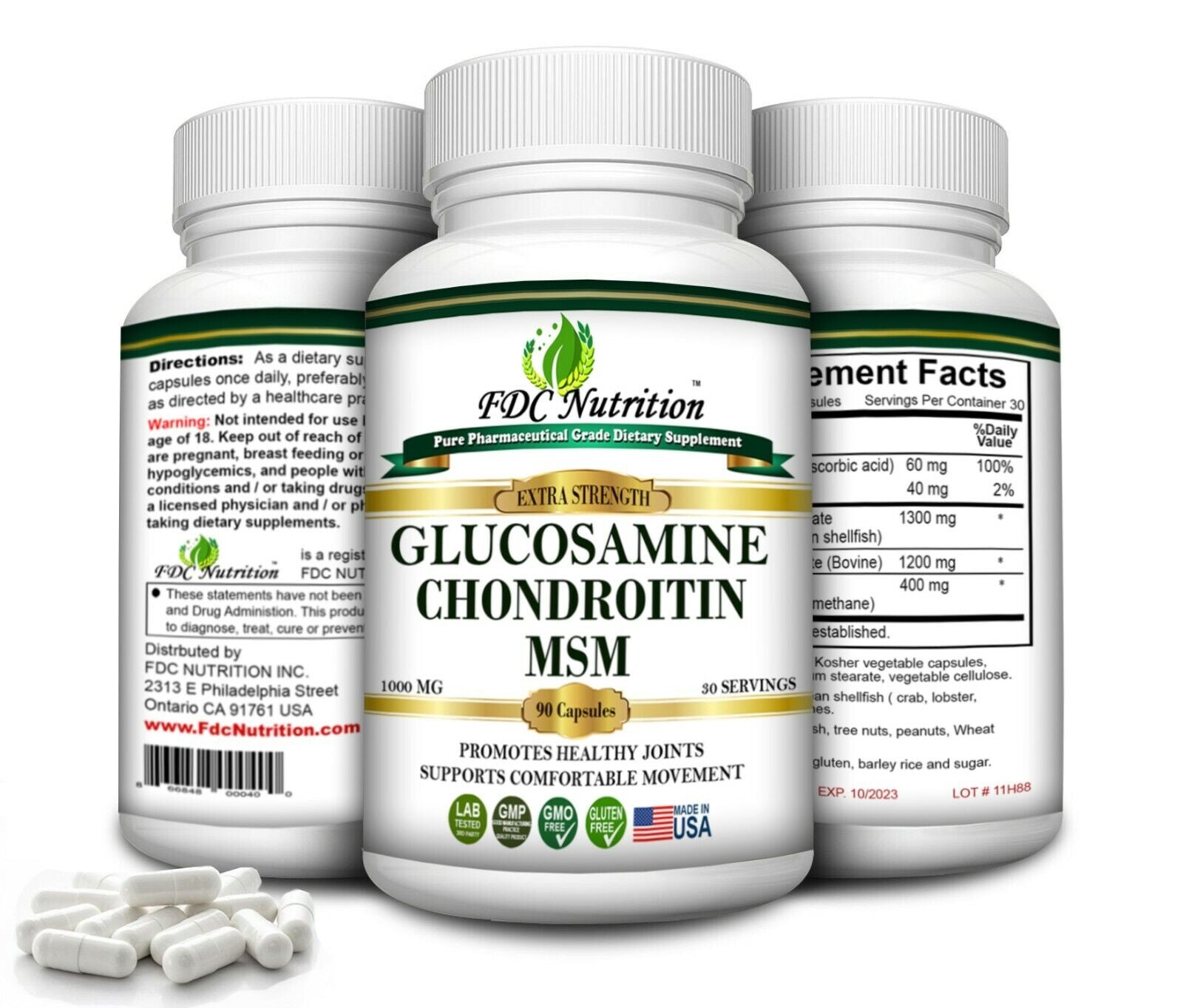 Glucosamine Hyaluronic Acid Chondroitin MSM Vegan 90 Capsules