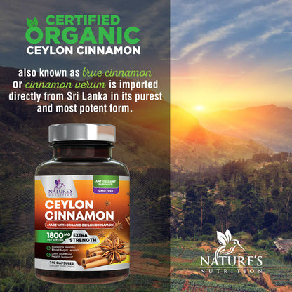 True Organic Ceylon Cinnamon Capsules 1800Mg Highest Potency Blood Sugar Support