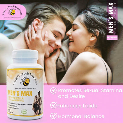 Men'S Max Capsules 120 Caps, Organic, Sexual Stamina, Testosterone Boost, Libido