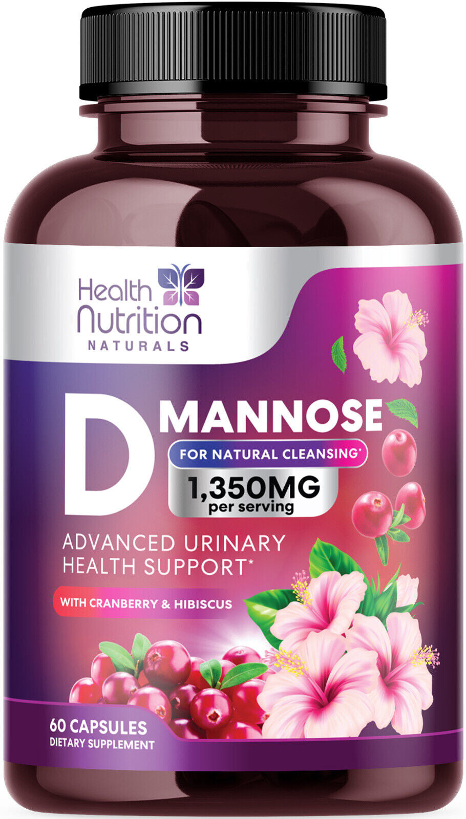 D-Mannose Capsules 1350Mg with Cranberry UTI Support & Cleanse, Bladder Health