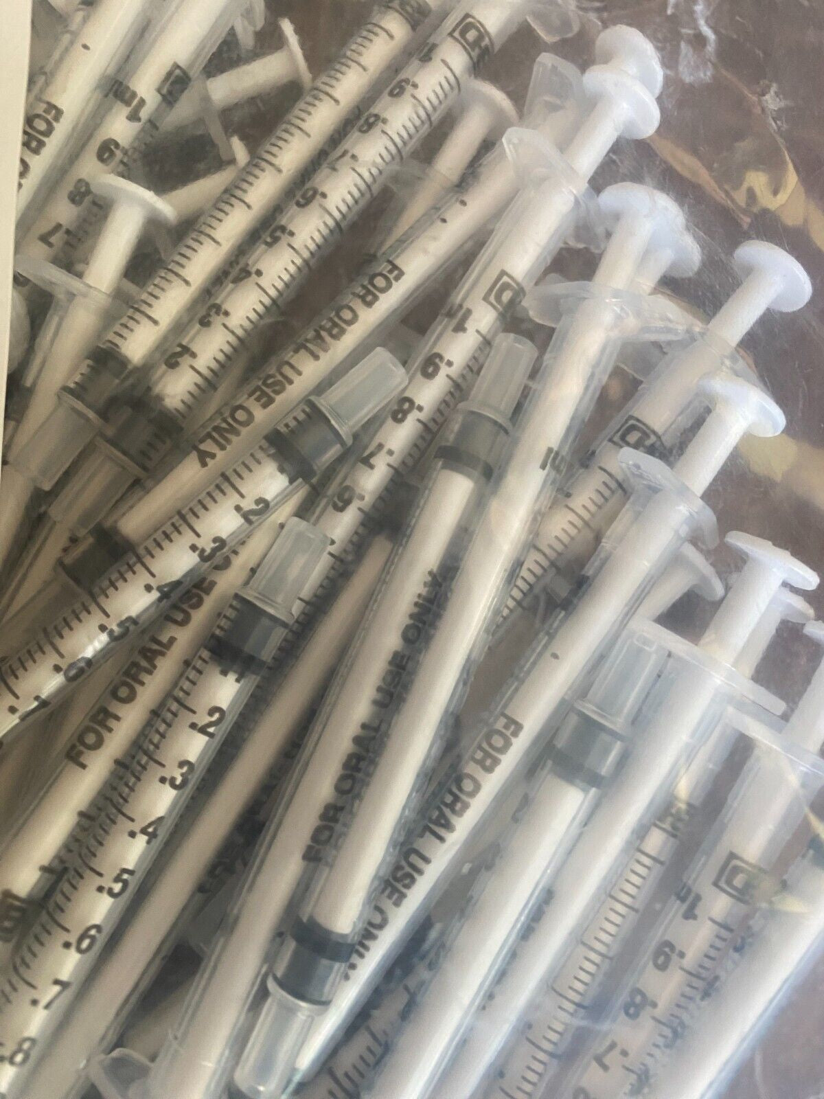 100 Pack BD Oral Dispensing Syringe 1 Ml Clear with Tip Cap BAG 100 Non-Sterile