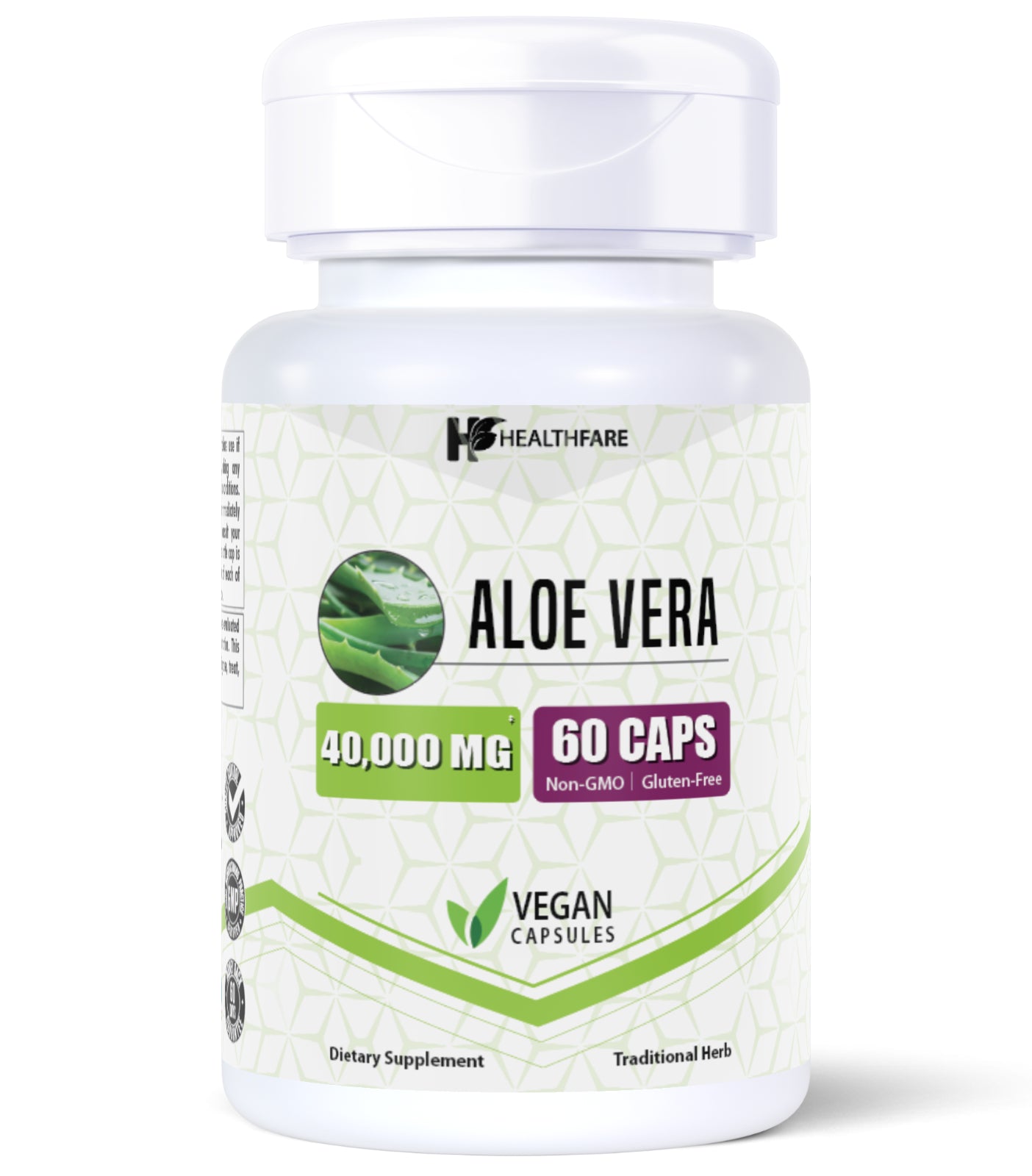 Aloe Vera 40,000Mg 60 Capsules Digestive Support Non-Gmo Made in USA