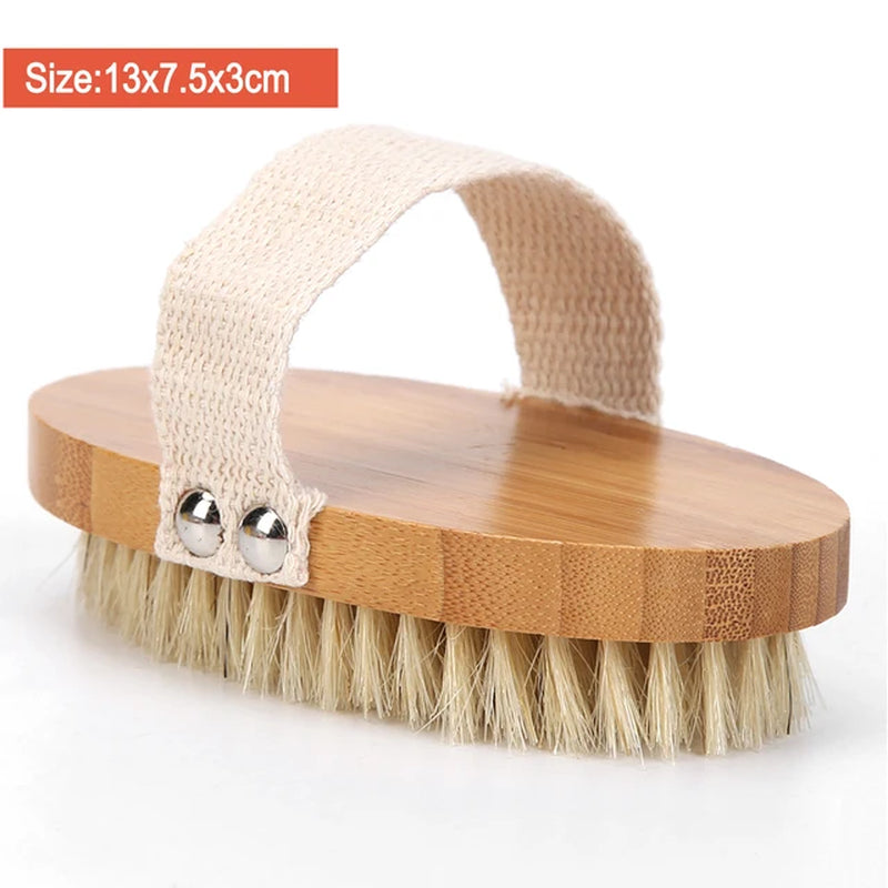 Eco Wooden Body Brush Natural Boar Bristle Organic Dry Skin Body Brush Bamboo