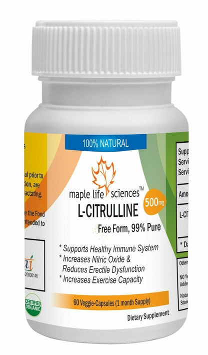 L-Citrulline Capsules Free Form 99% Pure Boost Immunity Improve Heart Health