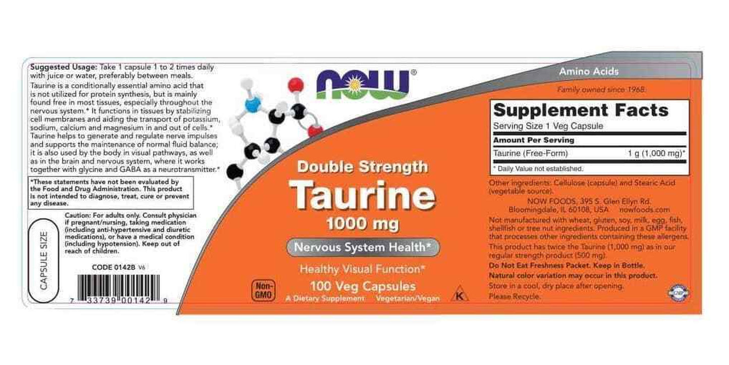 Double Strength Taurine 1000Mg (Nervous System) 100 Caps