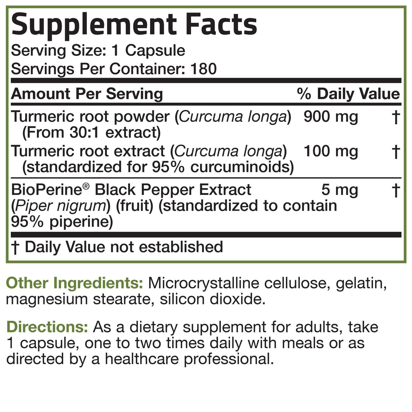 Turmeric Curcumin + Bioperine Joint Support Non-Gmo, Gluten Free, 180 Capsules