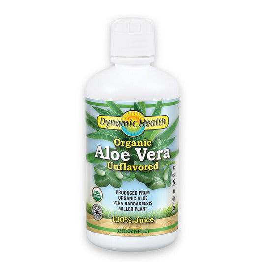 Dynamic Health Certified Organic Aloe Vera Juice, Unflavored | 32 Oz