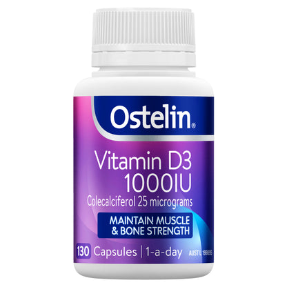 Ostelin Vitamin D3 1000IU 130 Capsules Maintain Muscle & Bone Strength Halal