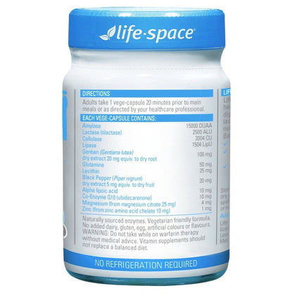 Life-Space Digestive Enzymes 60 Vege Capsules Healthy Digestive Function