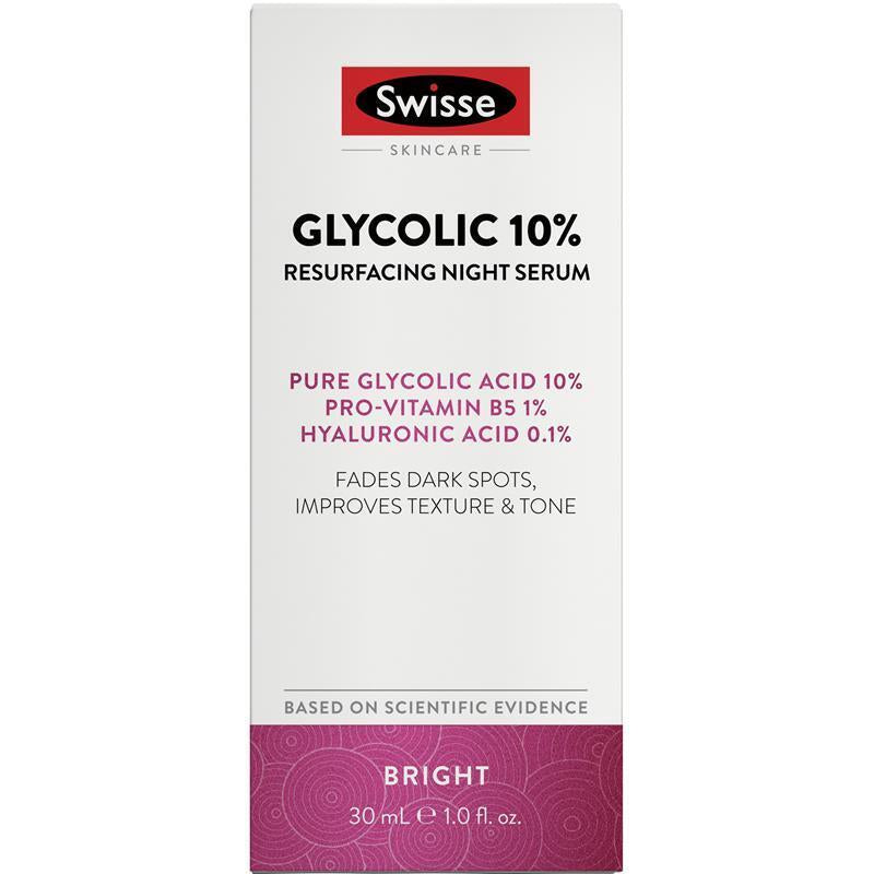 Swisse Skincare Glycolic 10% Resurfacing Night Serum 30Ml