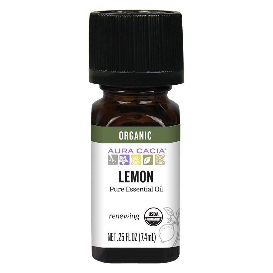 Aura Cacia Organic Lemon Essential Oil 0.25 Oz Oil