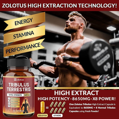 Zolotus Tribulus Terrestris, 8650Mg per Capsule, High Potency with Ashwagndha, P