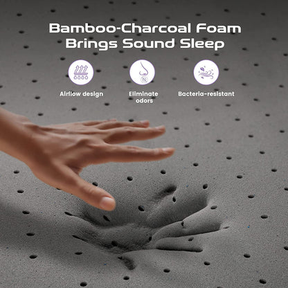 10 Inch Bamboo Charcoal Cooling Gel Memory Foam Queen Mattress -Medium Firm - Wi