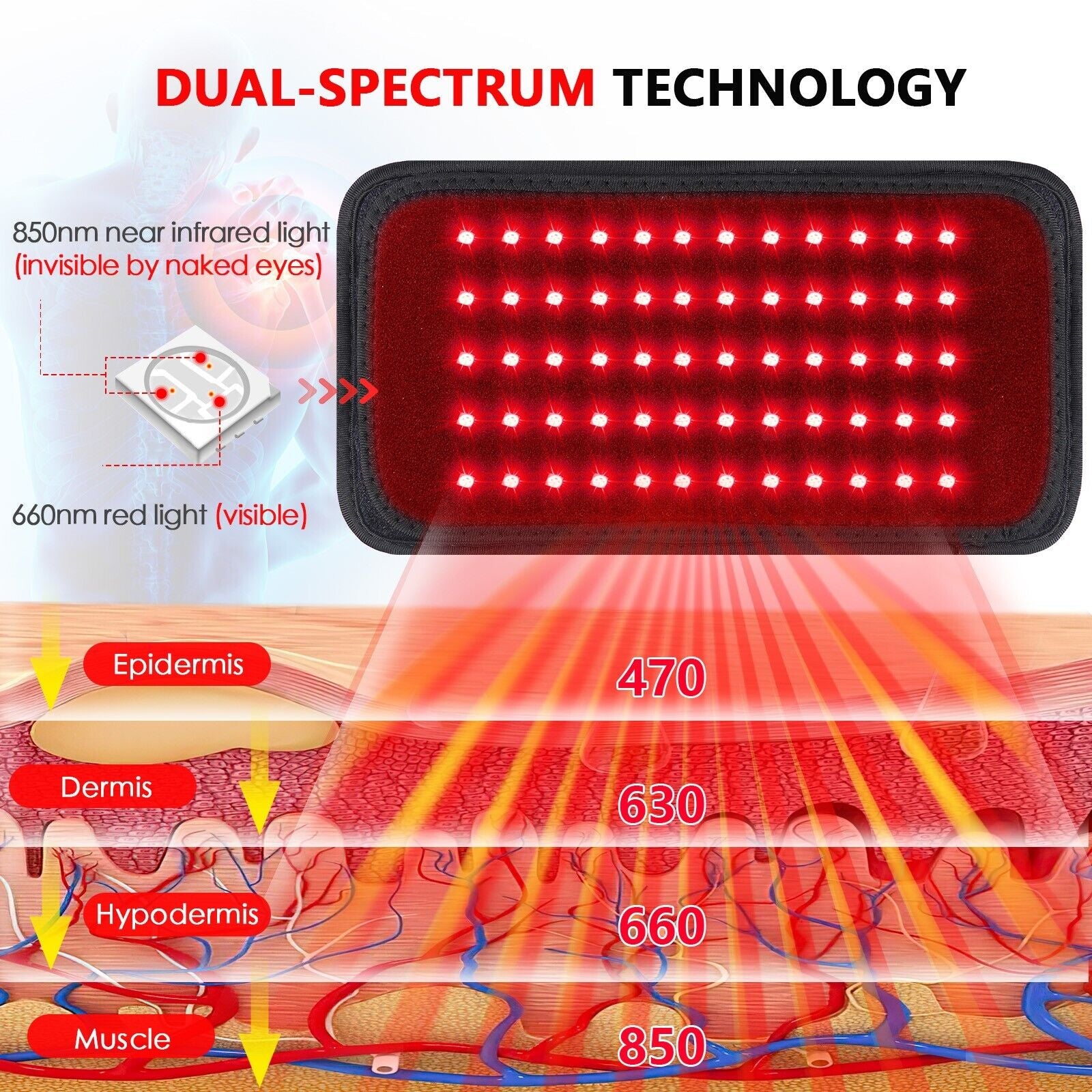 Red Light Therapy Waist Belt LED Infrared Wrap Devices Body Arthritis Pain Relief