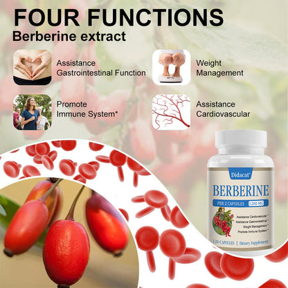 1200Mg Berberine Capsules, Weight Management, Cardiovascular & Immune Health