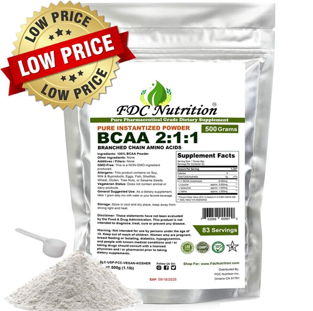 BCAA FREE FORM - 500G 100% PURE KOSHER PURE POWDER