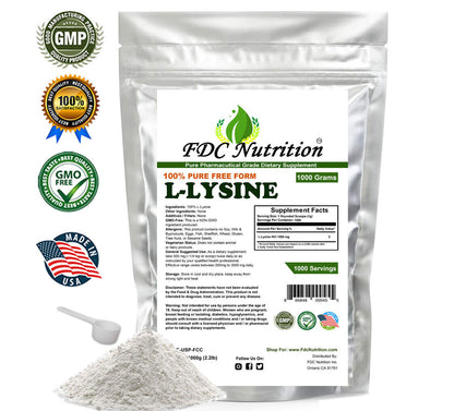 L-LYSINE HCL PURE POWDER US PHARMACEUTICAL GRADE KOSHER Nongmo 2.2Lbs