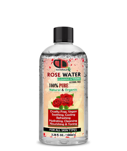 100% Pure Natural Organic Rose Water Toner Cleanser, Moisturiser for Fresh Face