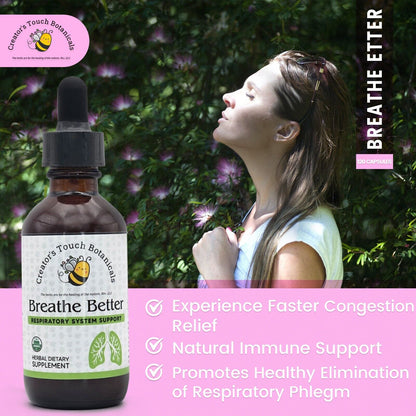 Breathe Better, Respiratory System Support, Lung, 2Oz Tincture Bottle! Organic