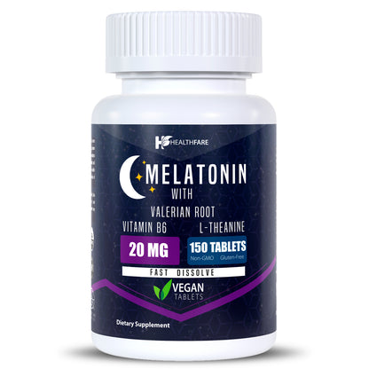 Melatonin 20Mg 150 Tabs with L-Theanine, Valerian Root & Vitamin B6