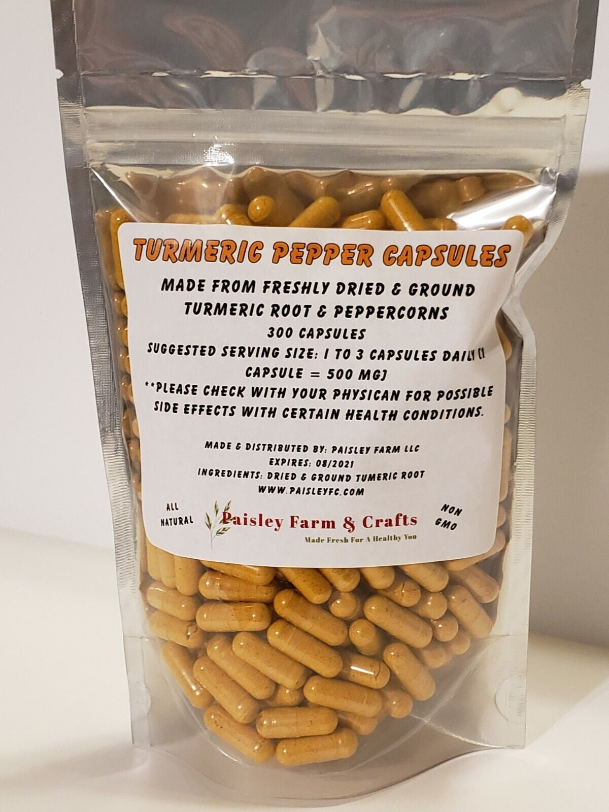 Turmeric Peppercorn, Ginger Root & Moringa Leaf Capsule Triple Value Pk 300 Ea!