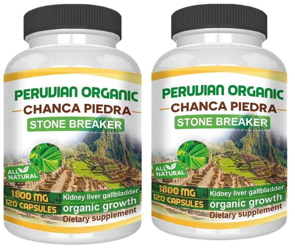 Chanca Piedra Organic (x2 Bottles) 240 Caps 1800 Mg Peruvian Organic Material Stone Breaker